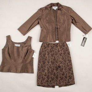Jessica Howard 3 Pc Brown Suit Size 4 Petite NWT
